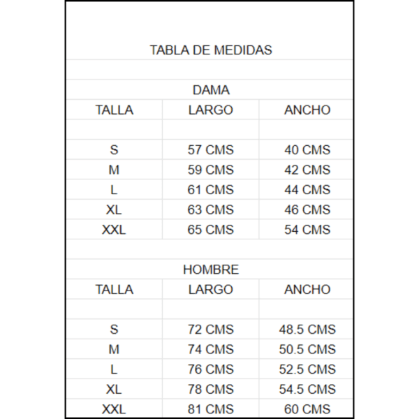 tabla de medidas